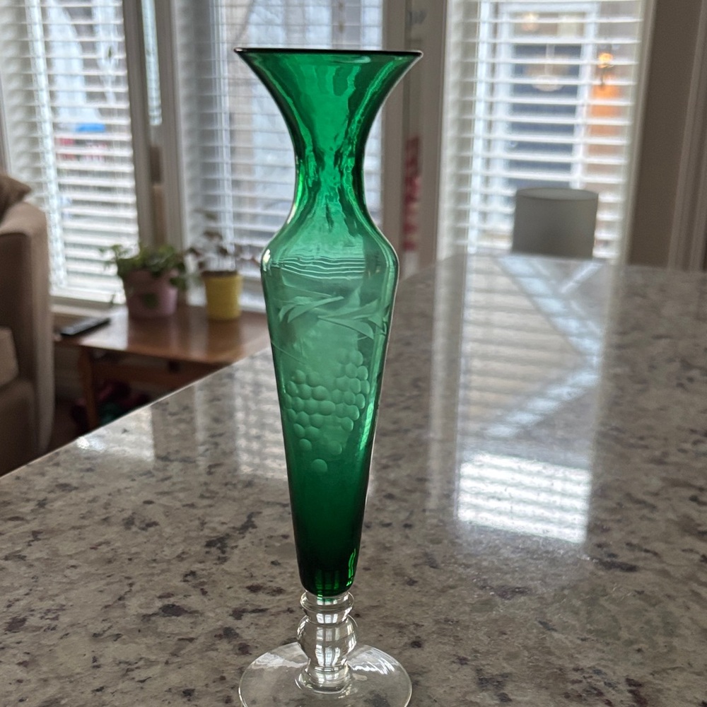 Elegant Green Glass Vase